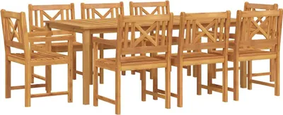 Immagine prodotto di vidaXL Set da pranzo da giardino 9 pezzi in legno massiccio marrone di acacia