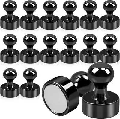 Obrázek produktu pro Silné neodymové magnety 12 x 16 mm, černé, pro magnetické tabule