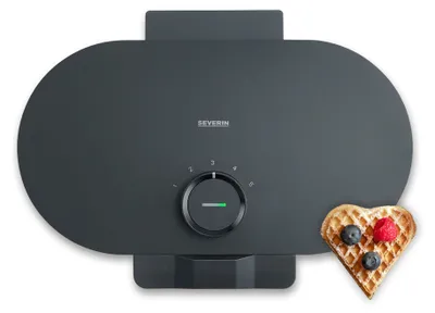 Zdjęcie produktu dla SEVERIN Duo-Wafelница Black Line, podwójna wafelnica do watelków w kształcie serca, bez PFAS