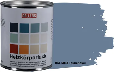 Produktbild von OELLERS Heizkörperlack DIY 1L – RAL 5014 Taubenblau | Heizkörperfarbe & Heizungsfarbe | Hochdeckender Heizungslack | Hitzebeständig & langlebig
