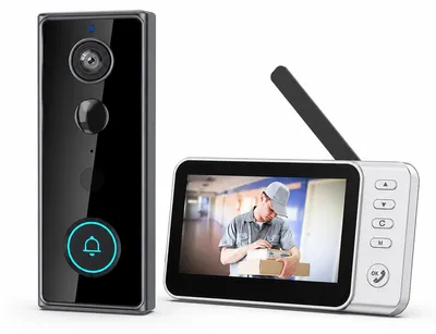 Produktbild von Türklingel mit Kamera kabellos, Video Türsprechanlage ohne WLAN mit PIR Sensor, 170° Weitwinkel, Akku Außenkamera IP65 für Haustür