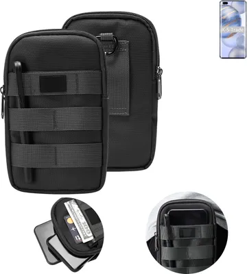 Produktbild von K-S-Trade Holster Gürtel Tasche kompatibel mit Huawei Honor 30 Pro+ Handy Tasche Schutz Hülle dunkel-grau viele Fächer, 1x