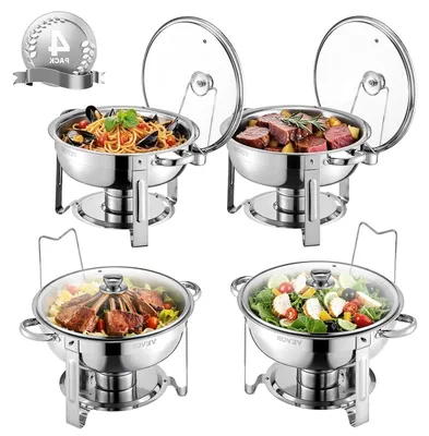 Imagen del producto de Calentador de alimentos - Calentador para buffet - Bandeja para mantener los alimentos calientes - Plato para mantener la temperatura - Recipiente para mantener los alimentos calientes - Acero inoxidable