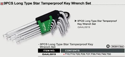 Produktbild von TOPTUL 9-tlg Winkelschraubendrehersatz TORX: T10 T15 T20 T25 T27 T30 T40 T45 T50 GAAL0919