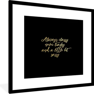 Produktbild von MuchoWow® Gerahmtes Poster Zitate - Gold - Briefe 40x40 cm - Poster mit Schwarzem Bilderrahmen Wandposter Rahmen Foto Bilder - Poster - Plakat im Rahmen