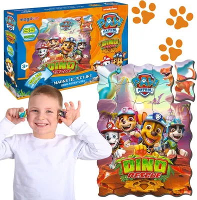 Zdjęcie produktu dla Zestaw Magnesów Puzzli Psi Patrol Paw Patrol Dinozaury Układankia Ml4034-35
