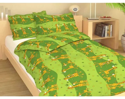 Produktbild von Baumwollbettwäsche Giraffe grün 90x130, 45x60 cm