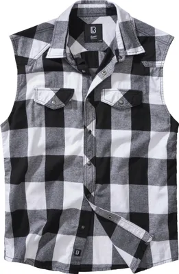 Produktbild von Brandit Checkshirt ärmelloses Hemd, weiß/schwarz, 3XL
