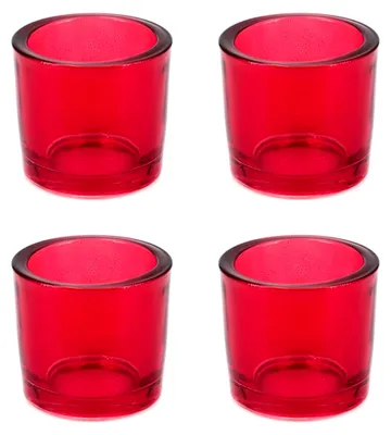 Produktbild von Teelichthalter aus Glas 6,5x6cm Set mit 4 Stück in Rot