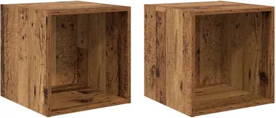 Image de vidaXL Armoire murale 2 pcs Vieux bois 37 x 37 x 37 cm Bois composite