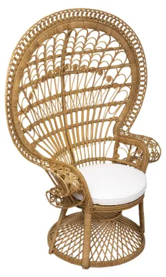 Zdjęcie produktu dla FOTEL RATTANOWY Takta z białą poduszą w stylu boho