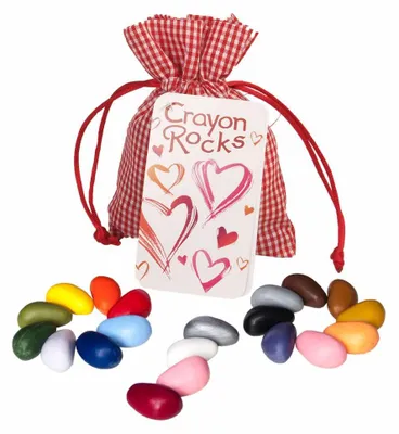 Obrázok produktu pre Sada voskových pasteliek Crayon Rocks v tvare srdca – 20 farieb v bavlnenom vrecku