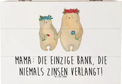 Produktbild von Mr. & Mrs. Panda Geschenkbox Mutter Bank 22 x 15 cm - Weiß - Geschenk, fotobox, Geschenke, Weihnachten, Fürsorge, Box, Muttertag, uneigennützige Liebe, schmuckkiste