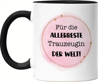 Produktbild von Für die allerbeste Trauzeugin der Welt Tasse Schwarz Hochzeit Frage Dankeschön Geschenk