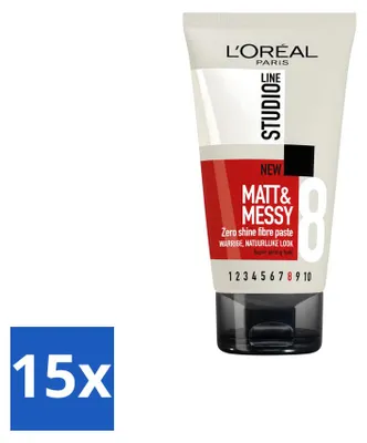 Productafbeelding van 15 x L'Oréal Paris Studio Line Matt & Messy Fibre Paste - 150 ml - Voordeelverpakking - 15 stuks