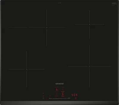 Produktbild von Siemens, Induktionskochfeld, Schwarz, 60 cm, Rahmenlos aufliegend, EH65KHFB1E, iQ300, Glaskeramik, Home Connect (WLAN), zuschaltbare Bräterzone