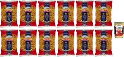 Produktbild von Divella Pasta 100% Italienisch Mezzi Rigatoni N° 18, Nudeln aus Hartweizengrieß, Kochen 9 Minuten 12x 500g + Italian Gourmet polpa 400g