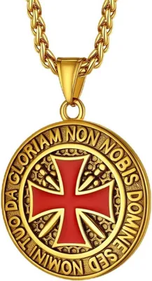 Produktbild von Edelstahl Tempelritter Kette mit Kreuz für Herren Jungen