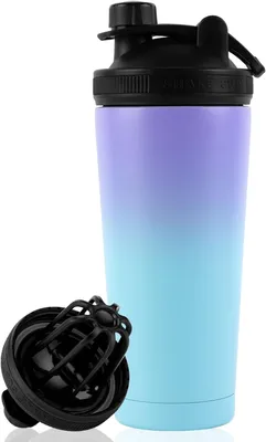Produktbild von Protein-Shaker Trinkflasche Sport Thermobecher Auslaufsicher Robust Silber 750 ml