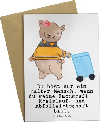 Produktbild von Mr. & Mrs. Panda neujahrskarte Fachkraft - Kreislauf- und Abfallwirtschaft Herz - Weiß - Geschenk, Witzig, Müllwerker, Lustig, Klappkarte, Grußkarte, Spruch, Müllmann