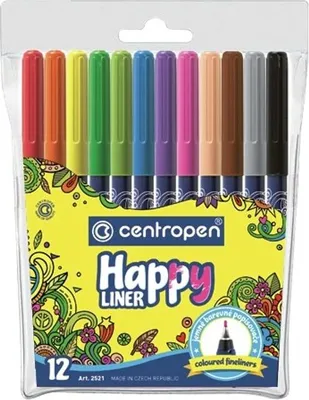 Obrázek produktu pro Centropen popisovač 2521 Happy Liner 0,3 mm sada 12 barev