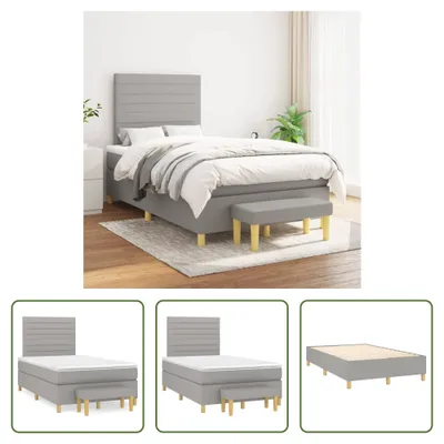 Produktbild von The Living Store Boxspringbett mit Matratze Hellgrau 120x200 cm Stoff