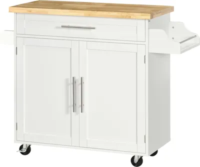 Produktbild von Servierwagen Küchenwagen Mit Arbeitsplatte, Gewürzregal, Handtuchhalter, Weiß, 109X40X89Cm Für Wohnzimmer & Esszimmer