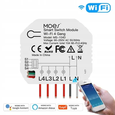 Produktbild von Moes TUYA MS-104D 4-Kanal Unterputzmodul Licht WiFi