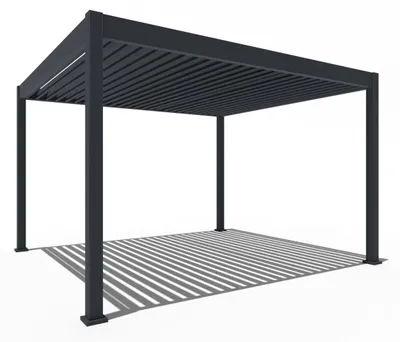 Immagine prodotto di Pergola elettrica Weide E-Deluxe interamente in alluminio, 3,6x4 m, con tetto a lamelle color antracite