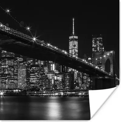 Produktbild von MuchoWow® Poster New York - Brooklyn - Brücke 50x50 cm - Wohnzimmerdekoration