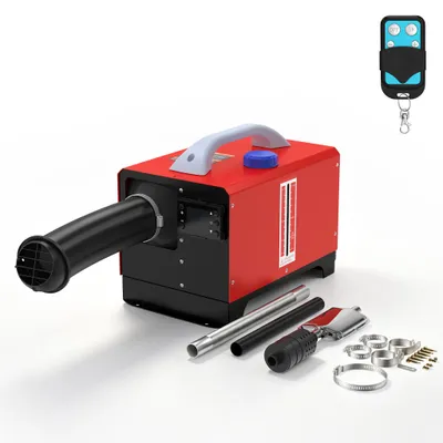 Productafbeelding van ACXIN dieselverwarming, 8kW, 12V, zwart LCD-scherm, rood-zwarte behuizing, met oververwarmingsbeveiliging, laag brandstofverbruik, draagbare verwarming