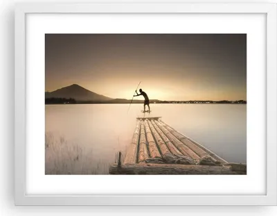 Produktbild von Gerahmtes Poster - Weißer Rahmen - Floß Westen die Sonne - 40x30 cm - Wand Bild - Wanddeko - Wandbilder - Kunstposter - Wandposter - Bilderrahmen - Bilder - Kunstdruck - Wandbild - P2WAA40x30-4353