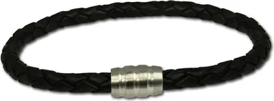 Image de SilberDream Bracelet en cuir noir avec fermoir en acier inoxydable D2LS1502