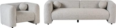 Produktbild von BELIANI Sofa Set Beige Stoff 4-Sitzer Sessel und Sofa Wohnzimmergarnitur mit Dekokissen Modernes Elegantes Design Couch für Wohnzimmer