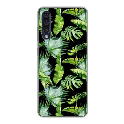 Produktbild von MuchoWow® Handyhülle Schutzhülle Hülle für Samsung Galaxy A30s Palmwedel - Tropisch - Muster Silikon Softcase Handy Hülle - Karteninhaber
