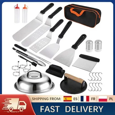 Produktbild von Edelstahl-Grillwerkzeug-Set 29-teilig mit Spatel und Kochgerät