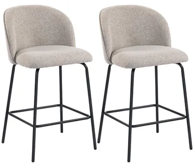 Produktbild von HOMCOM Barhocker 2er Set Barstuhl mit Fußstütze, Lehne, Sitzhöhe 68 cm, Hellgrau