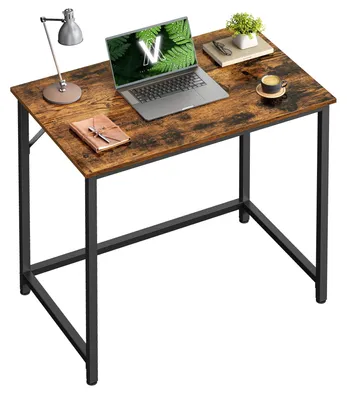 Produktbild von Computertisch Schreibtisch - LWD038 - Kompakt - Rechteckig - Metallgestell - Holzplatte - Montage Erforderlich - Vintagebraun/Schwarz