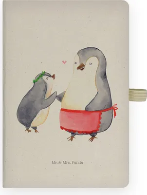 Produktbild von Mr. & Mrs. Panda notizbuch Pinguin mit Kind - Transparent - Geschenk, Journal, Mama, Vorbild, Muttertag, Skizzenbuch, Kladde, Adressbuch, Tagebuch, Mom, Familie
