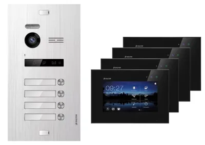 Produktbild von Videosprechanlage BALTER EVO 2-Draht BUS für 4-Familienhaus Schwarz-Silber