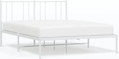 Zdjęcie produktu dla Metalowa Rama Łóżka Z Wezgłowiem Biała, 140X200 Cm Lumarko!