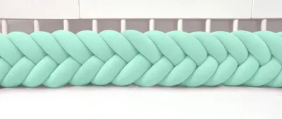 Produktbild von Bettschlange 400 cm Blaugrün – geflochtene Bettumrandung fürs Babybett, Velours, Modell MAXIBRAID | Letino