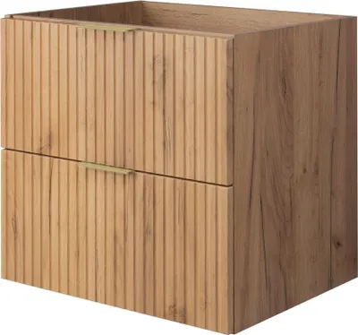 Produktbild von Waschtischunterschrank, Mattweiß, Eiche Craft mit goldener Griff, B 60 cm