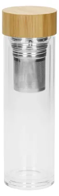 Image de Bouteille en verre « Tea » 450 ml - bouteille pratique avec filtre à thé en acier inoxydable - idéale pour l'école et le travail - transparente