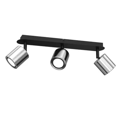 Zdjęcie produktu dla Listwa czarna 3 reflektorki srebrne ruchome 3xGU10 8W Demia Luminex