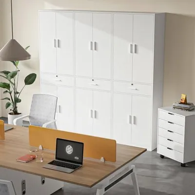 Imagen del producto de Armario multiusos, armario de oficina, archivador con cajón, color blanco