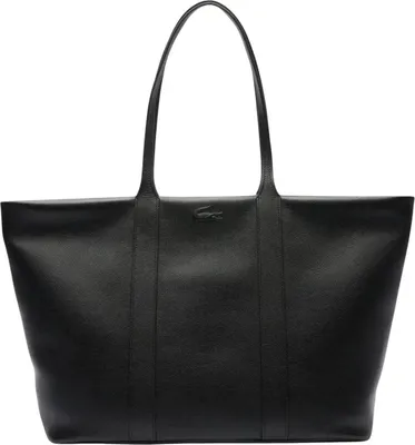 Produktbild von LACOSTE Leder Shopper Schultertasche Shopping Bag Noir schwarz