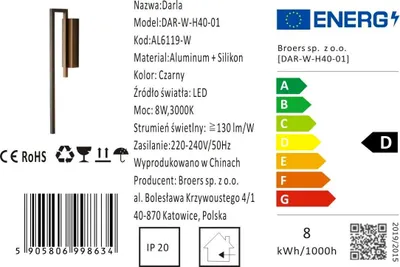 Immagine prodotto di DARLA - Lampada da parete a LED moderna, 40 cm, oro