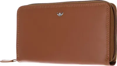 Zdjęcie produktu dla Złoty portfel skórzany Polo RFID Protect damski portfel 2804 Cognac brązowy