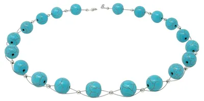 Produktbild von Kette Collier aus Türkis-Howlith Ø12mm 48cm Türkiskette Halskette Damen